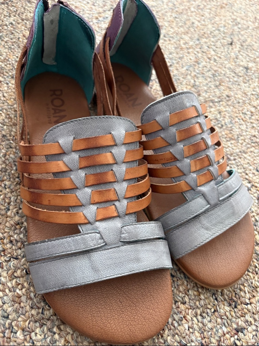 Roan By Bed Stu Women's Clarise Leather Sandals Size 8 Brown/Tan-Hand Finished